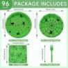 96 قطعة من أدوات المائدة على شكل شبكة عنكبوت الهالوين - مجموعة أدوات مائدة للاستعمال مرة واحدة مع أطباق ورقية ومناديل وشوك لحفلات الهالوين المخيفة وديكورات أعياد الميلاد - تكفي 24 شخصًا (أخضر)