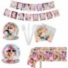 162CT Singer Girl Birthday Party Supplies Tablewares, Popular Music Singer Design HAPPY BIRTHDAY Banner Plate Tablecloth Cup Napkin Staining Spoon Stake Knife For Fans Party Decorations for 20 Guests