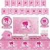 161CT Pink Girl Babe Happy Birthday Party Supplies Babe Head Paper Plates Cups Straw Napkins Spoon Fork Knife Tablecloth Hot Pink Girl Party Decorations Tableware for 20 Guestly for Bday Baby Shower