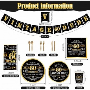 مجموعة أدوات مائدة لحفلات عيد الميلاد الستين العتيقة مكونة من 183 قطعة، مفرش طاولة ذهبي أسود عتيق لـ 24 ضيفًا وأطباق عشاء وأطباق حلوى وأكواب ومناديل للرجال ومستلزمات حفلات أعياد الميلاد ذات الطابع الستين