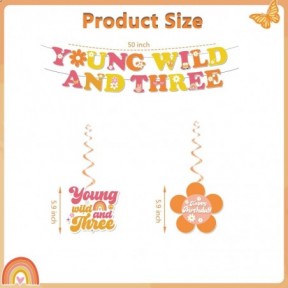 مجموعة أدوات مائدة مكونة من 138 قطعة من Young Wild and Three Party Decorations، مناديل مائدة بثلاث أطباق من Young Wild and Three Party Decorations لافتة لفتاة Young Wild and Three Party Decorations