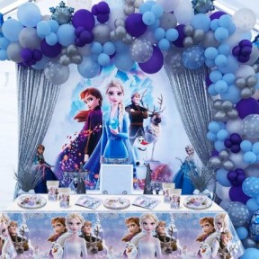 مجموعة أدوات المائدة Frozen المكونة من 81 قطعة، تتضمن 40 طبقًا، و20 منديلًا، و20 كوبًا ورقيًا، وغطاء طاولة واحد لحفلات أعياد الميلاد للأولاد والبنات وحفلات استقبال المولود