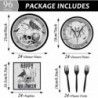 gisgfim 96 قطعة من أطباق ومناديل الهالوين، لوازم الحفلات، جمجمة خفاش عتيقة، ورق حلوى، مجموعة أدوات مائدة للحفلات يمكن التخلص منها، يوم الموتى، أشباح الهالوين، ديكورات أعياد الميلاد، هدايا لـ 24 ضيفًا