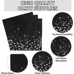 مجموعة أدوات مائدة ورقية سوداء وفضية 350 جرامًا للمتر المربع من جرينسيان مكونة من 96 قطعة من زينة الحفلات باللونين الأسود والفضي، يمكن التخلص منها، لحفلات الزفاف وأعياد الميلاد، تكفي 24 شخصًا